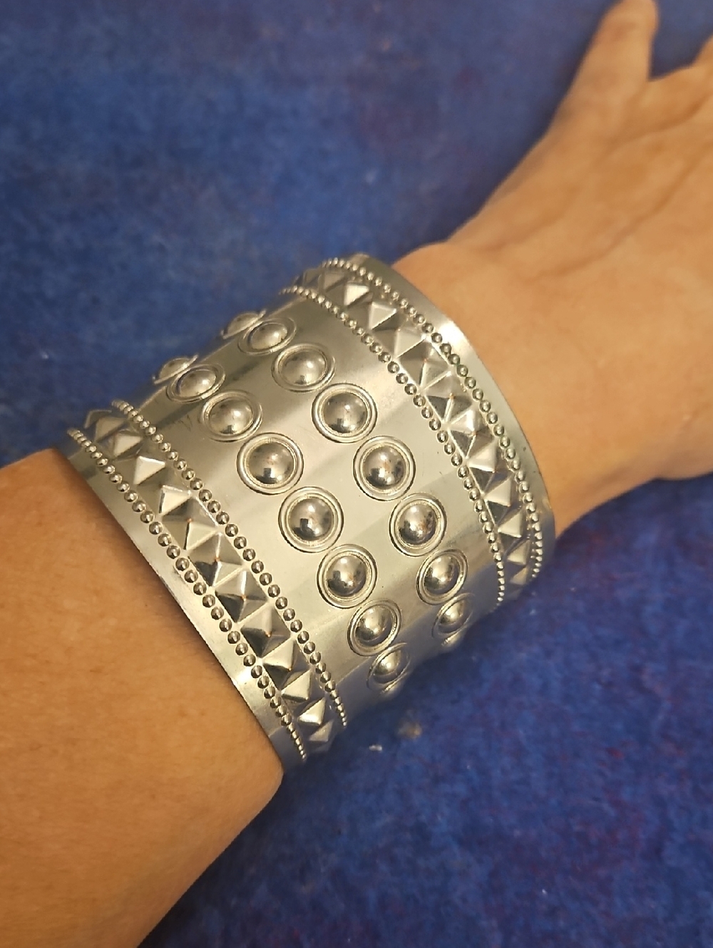 3 For $15 Wide Studded Silver Cuff Bracelet. Light Weight.